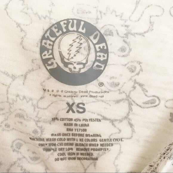 Grateful Dead White Grey 2018 Dancing Bears Print Tee XS Indie Sleaze - Picture 4 of 4